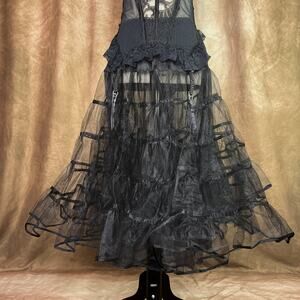Vintage Crinoline Skirt 50s Tiered Malco Modes Square Dancing Goth Steampunk Vtg